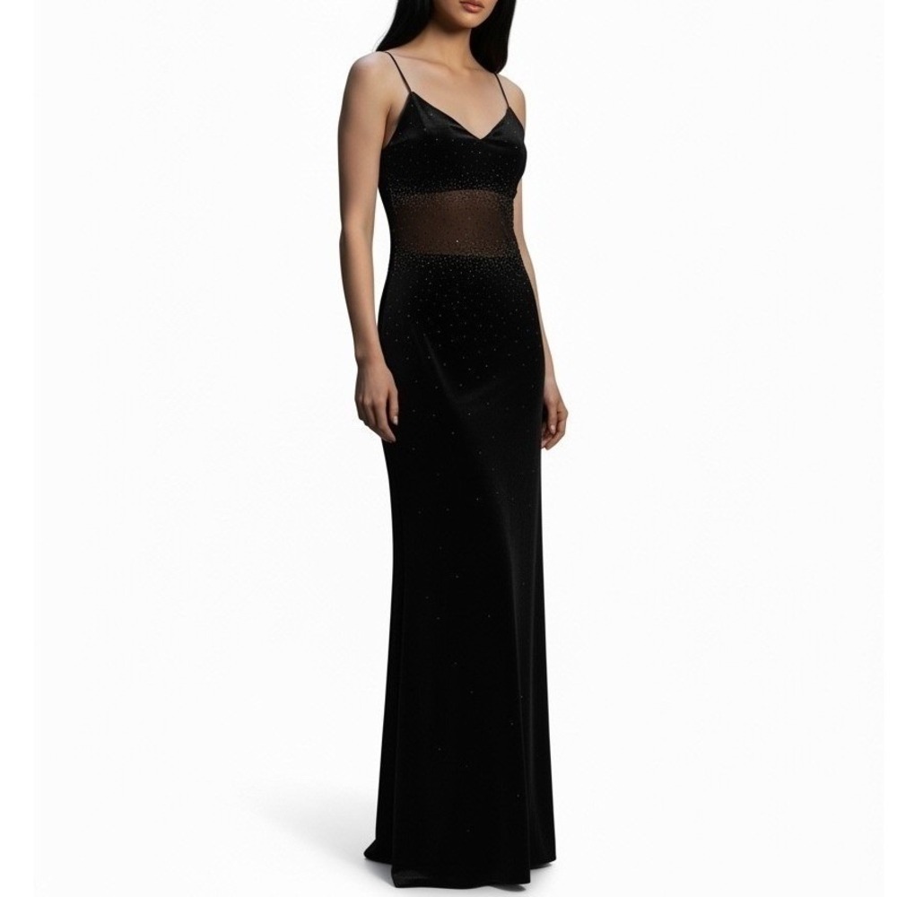 Y2K Cache Maxi Dress Brown Velvet Beaded Fairy Grunge Goth Witchy Sz 6